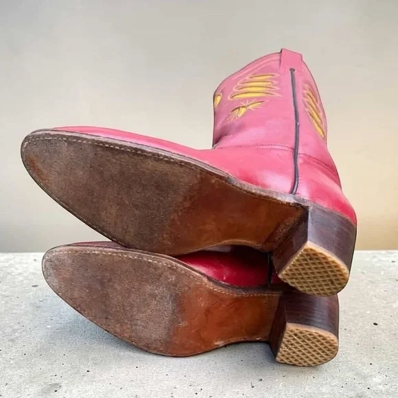 1980s Sassoon New York Inlay Western Boots — Women’s 7 B Vintage Cowboy Cowgirl - Picture 6 of 6